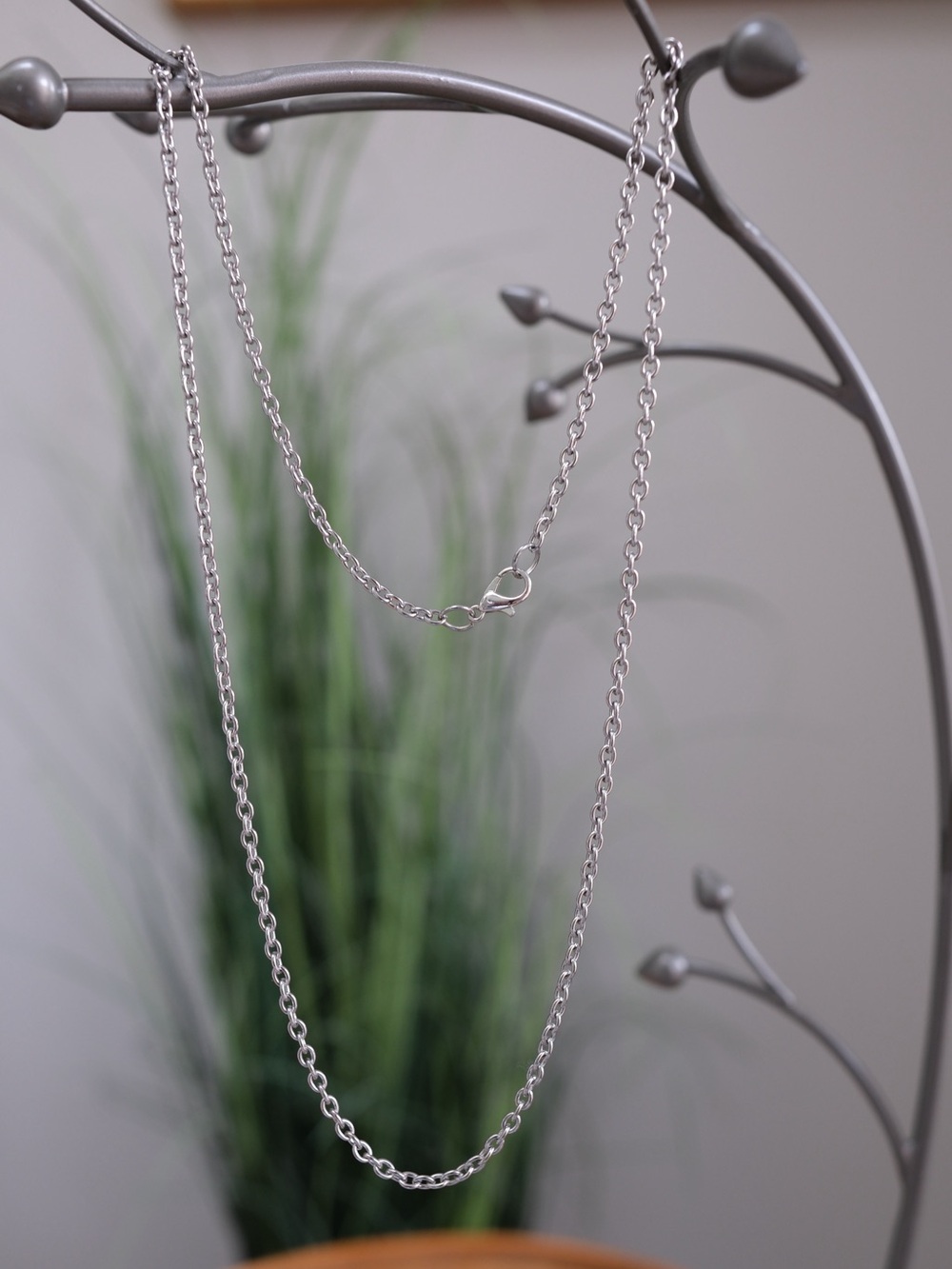 Silver-Tone Rolo Cable Link Chain Necklace 24”